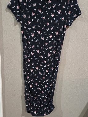 SO Black Floral Short Sleeve Bodycon Dress